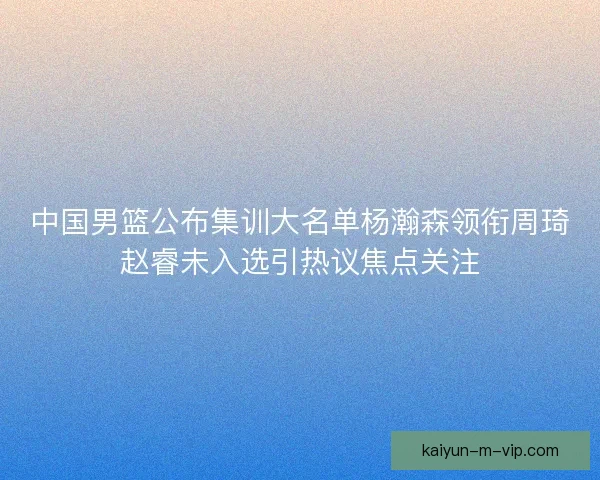 中国男篮公布集训大名单杨瀚森领衔周琦赵睿未入选引热议焦点关注